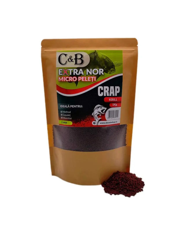 Pelete C&B Extra NOR, Krill, 2mm, 1kg | Direct din fabrică