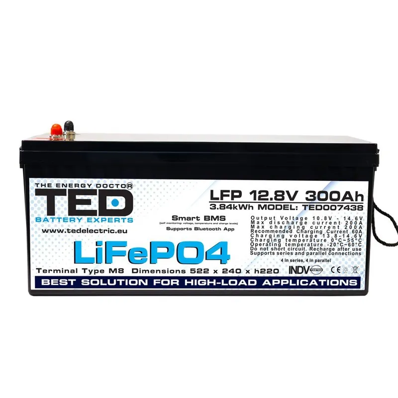 Retur simplu - Acumulator GS TED LiFePO4 BMS Bluetooth 12.8V/300Ah